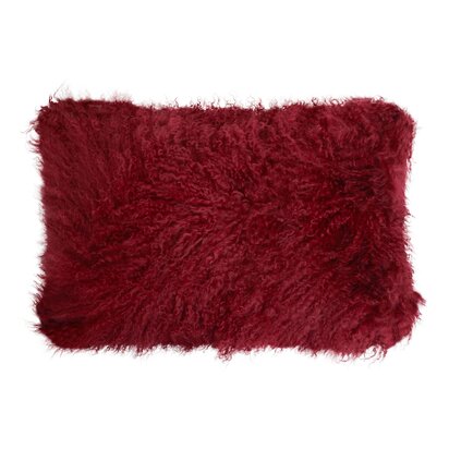 Niaestead Real Mongolian Fur Maroon Rectangular Cushion
