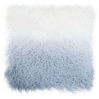 Niaestead Real Mongolian Fur Grey Ombre Square Cushion