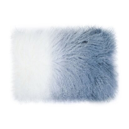 Niaestead Real Mongolian Fur Grey Ombre Rectangular Cushion