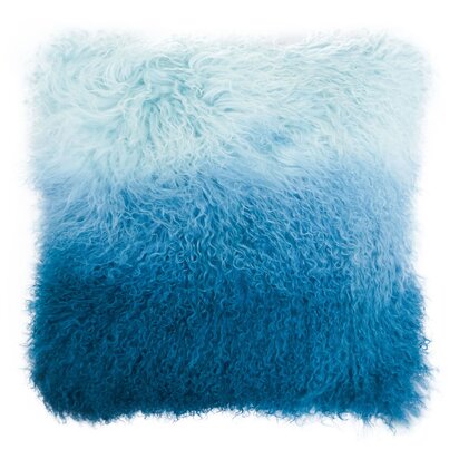 Niaestead Real Mongolian Fur Blue Ombre Square Cushion