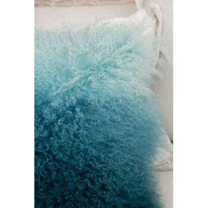Niaestead Real Mongolian Fur Blue Ombre Square Cushion