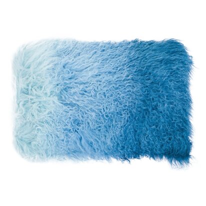 Niaestead Real Mongolian Fur Blue Ombre Rectangular Cushion