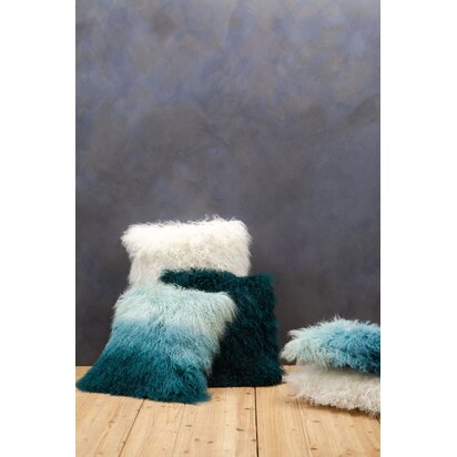 Niaestead Real Mongolian Fur Blue Ombre Rectangular Cushion