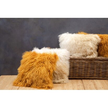 Niaestead Real Mongolian Fur Natural Ombre Rectangular Cushion