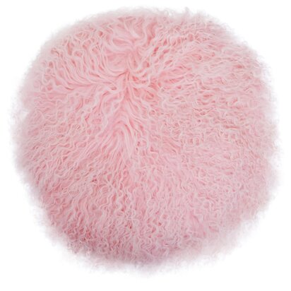 Niaestead Real Mongolian Fur Pink Round Cushion