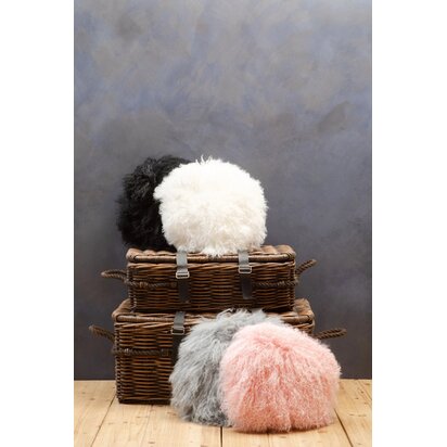 Niaestead Real Mongolian Fur Grey Round Cushion