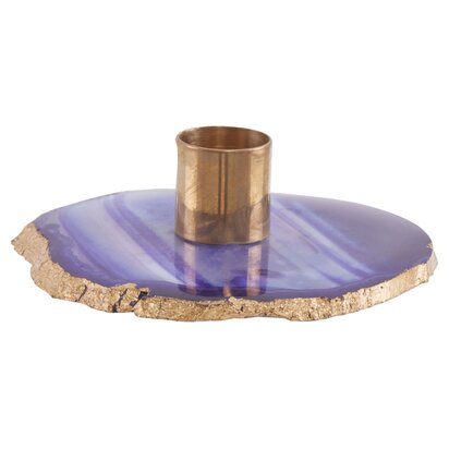 Alonhurst Agata Blue And Gold Candle Holder