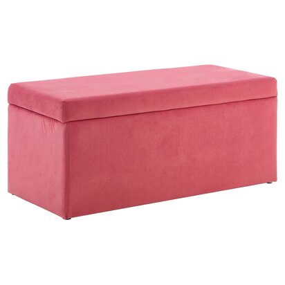 Ashevale Pink Velvet Kids Ottoman