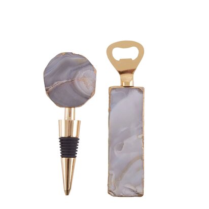 Alonhurst Agata Natural Bottle Opener And Stopper Set