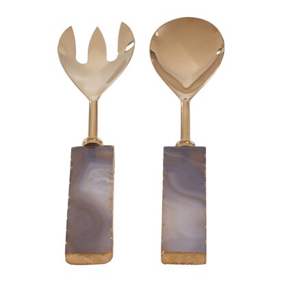 Alonhurst Agata Grey And Gold Serving Set