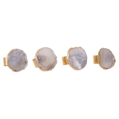 Alonhurst Agata Grey And Gold Napkin Rings