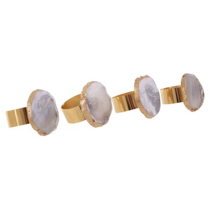 Alonhurst Agata Grey And Gold Napkin Rings