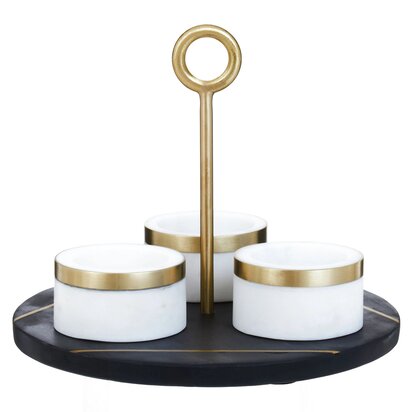 Alinell Condiment Set With Black Slate Tray