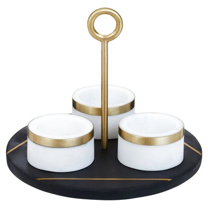 Alinell Condiment Set With Black Slate Tray