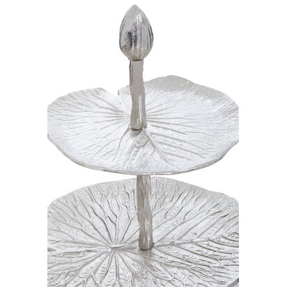 Delubourne Three Tier Lotus Leaf Silver Cake Stand