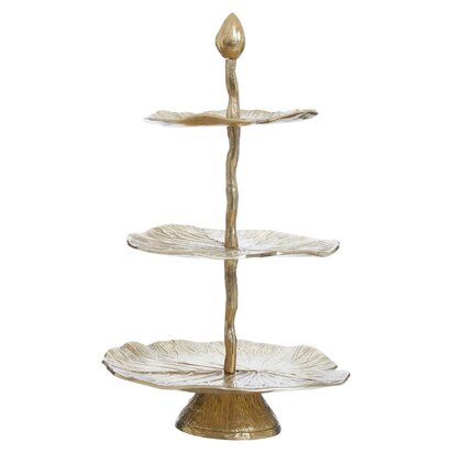 Delubourne Three Tier Lotus Leaf Golden Cake Stand