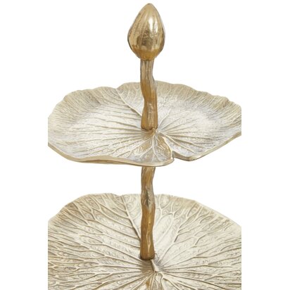 Delubourne Three Tier Lotus Leaf Golden Cake Stand