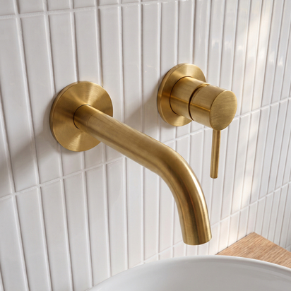 Harbour Clarity Brushed Brass Wall Mounted Basin Mixer
