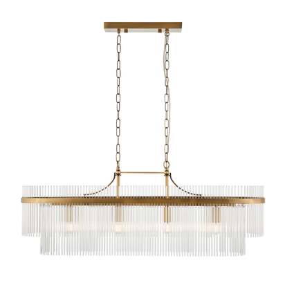 Marietta 4 Light Antique Brass & Glass Ceiling Pendant Bar