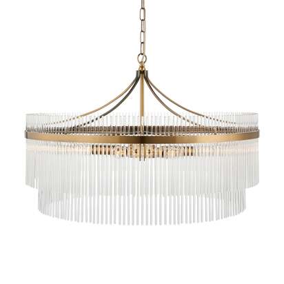 Marietta 7 Light Antique Brass & Glass Pendant Ceiling Light