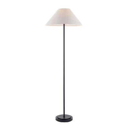 Arlo Matt Black Floor Lamp with Natural Linen Shade